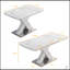 Table de salle à manger moderne carrée avec plateau en marbre blanc extensible et pieds en MDF durable en X, parfaits pour les cuisines et les salles à manger contemporaines.-387954416