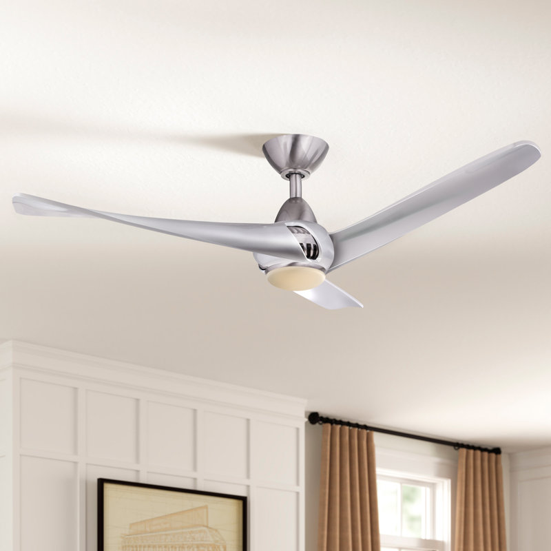 Ventilateur de plafond à hélice à DEL à 3 pales de 52 po avec ensemble d'éclairage inclus Cairo, Nickel