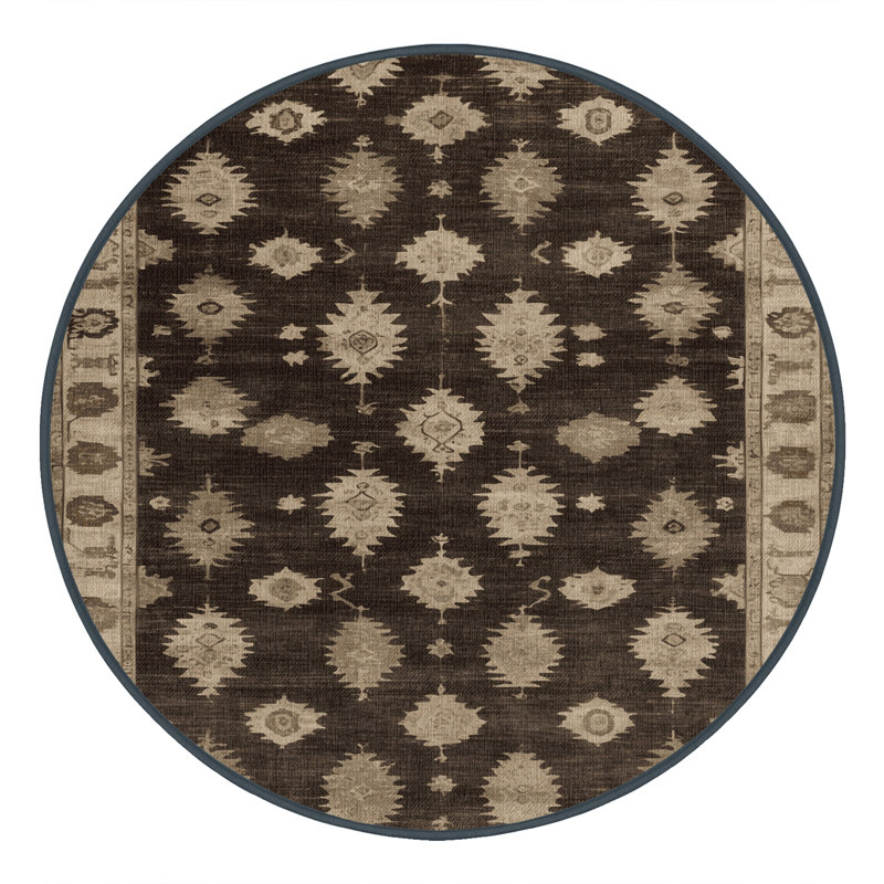 Tapis brun lavable à la machine, Rond 7 pi
