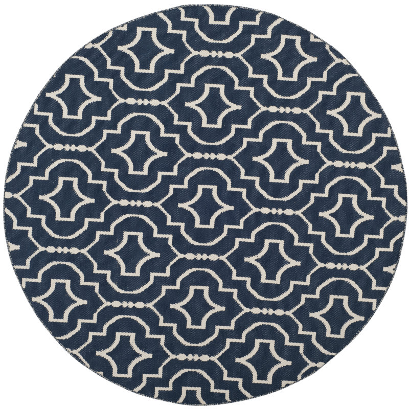 Rennie Hand Woven Cotton Geometric Rug, Round 6'