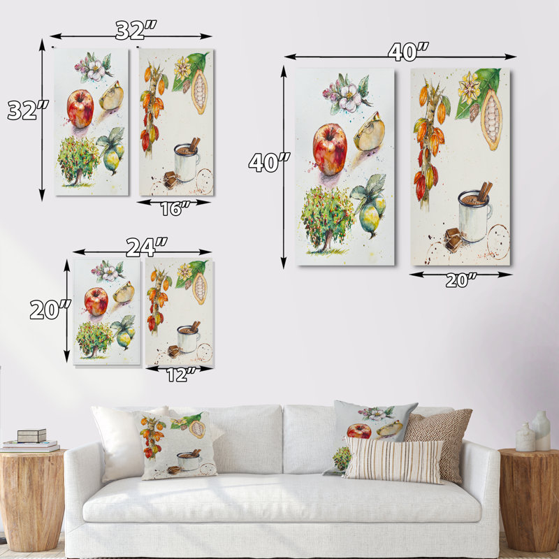 «Set of Apple Botanist II», ensemble de 2 impressions sur toile, H 20 po x l 24 po x P 1 po, Toile tendue