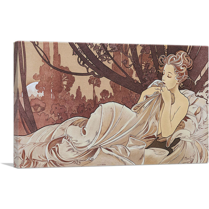 «Dusk 1899» par Alphonse Mucha, impression sur toile tendue, H 18 po x l 26 po x P 1,5 po