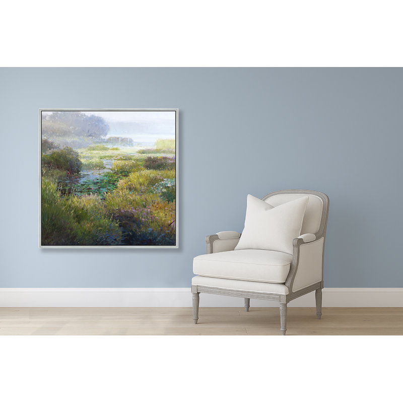 Still Waters And Marsh Bloom Print, Silver, 26" H x 26" W