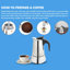 Cafetière italienne Any Morning Jun-4 en acier inoxydable, 200 ml (6,8 oz), compatible induction, 4 tasses, avec soupape de sécurité et poignée sans BPA.