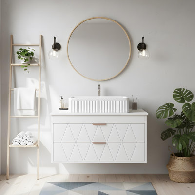 meuble-lavabo de salle de bain avec lavabo en céramique et armoire de rangement