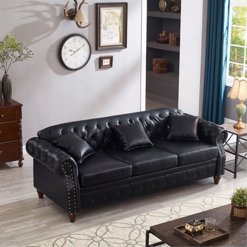 Canapé 85,8 po Chesterfield, Noir