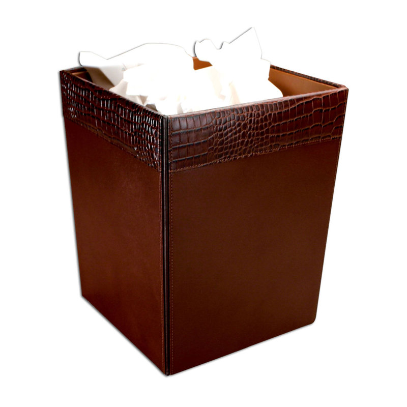 Panier à déchets 3,5 gallons 2000 Series Crocodile Embossed Leather, Brun