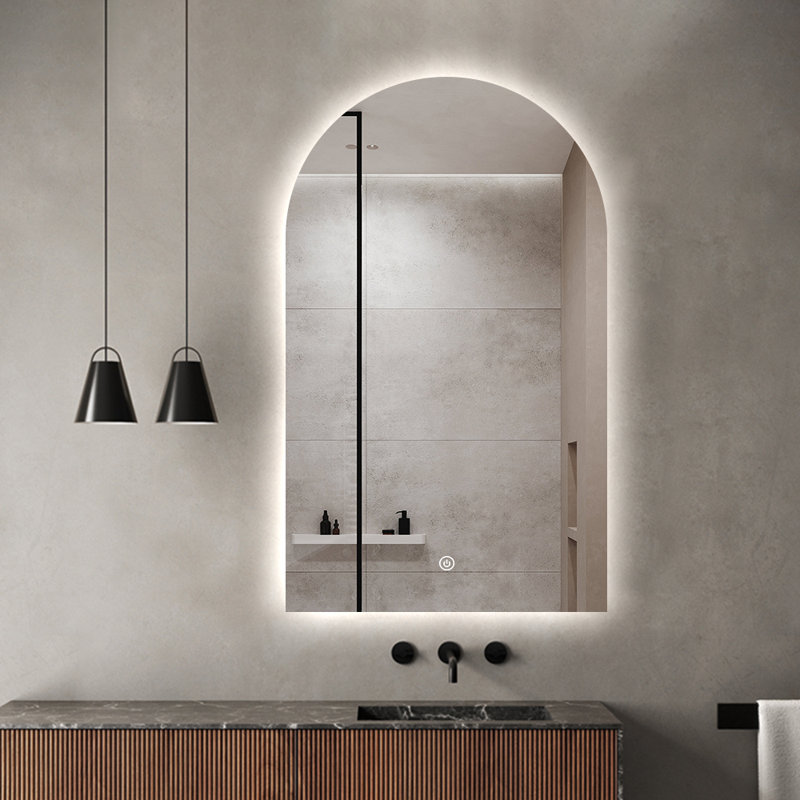 Rita 23.6 In. X 39.5 In. Arch Top LED Frameless Bathroom Vanity Mirror