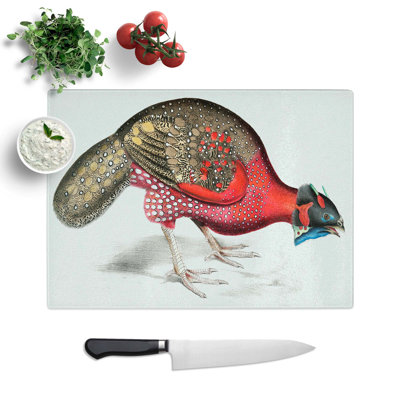 Tempered Glass Bengal Horned Pheasant Chopping Board