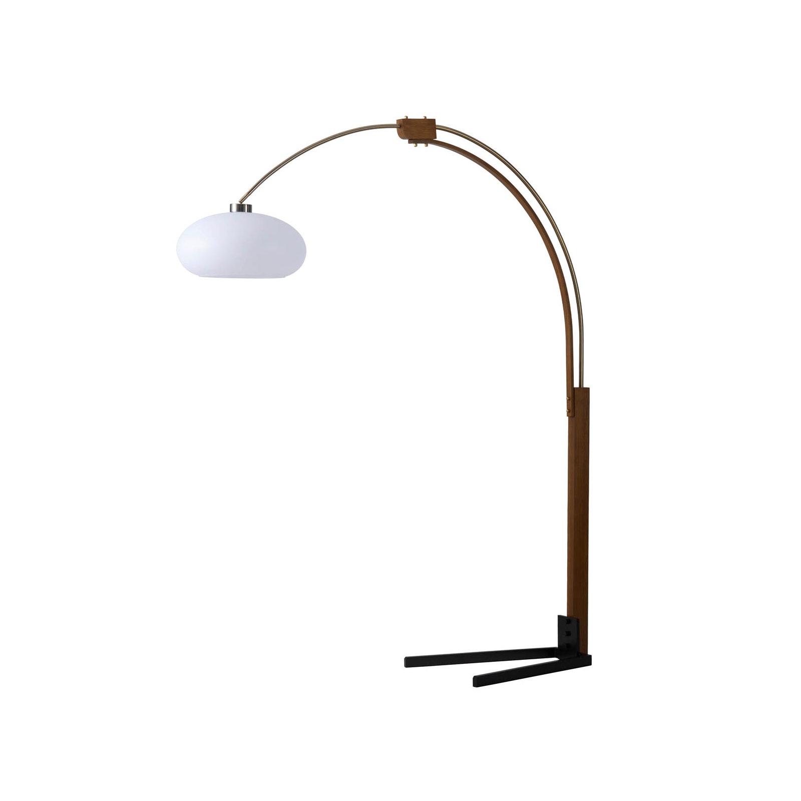 Morelli Arc Floor Lamp - 84", Dimmer Switch, V-base, Weathered Brass/Walnut