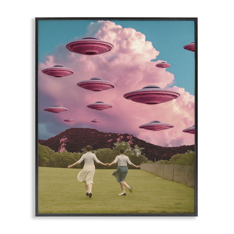  «Pick Me Alien Invasion», estampe numérique par Mary Urban, H 14 po x l 11 po, Giclée encadrée noir minuit