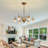 Harjeevan 6 - Light Antique Brass Dimmable Chandelier with Glass Globe