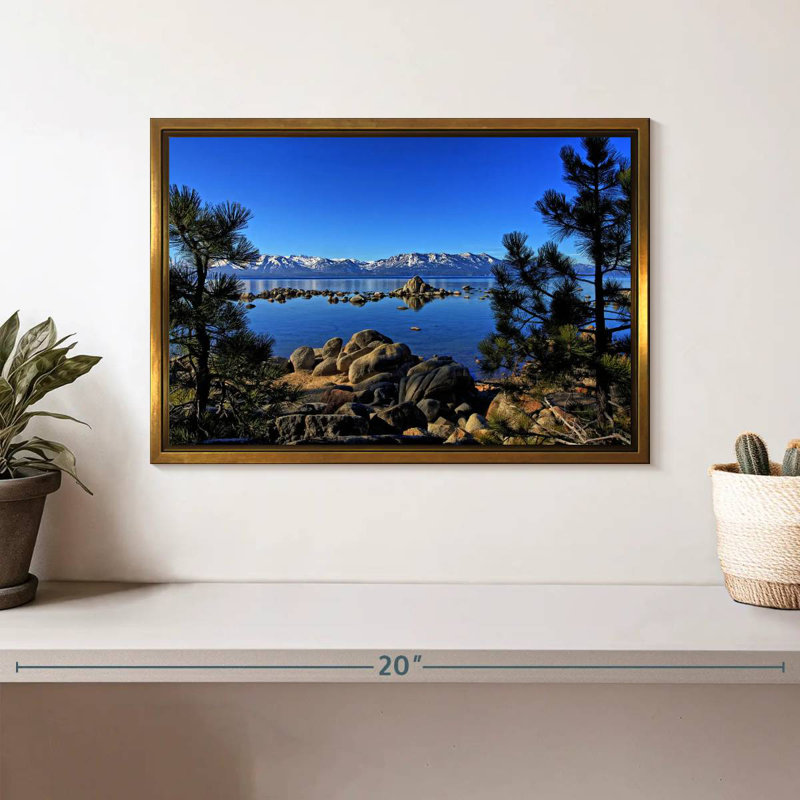 Lac Tahoe depuis l'anse Zephyr, Cadre flottant doré, 13 po x 9 po