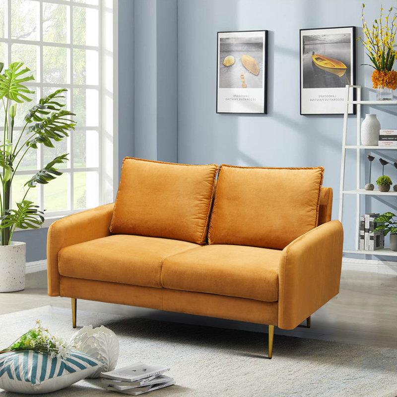 Govany 57.8'' Velvet Loveseat, Ginger Velvet, 33" H x 57.8" W x 31.7" D