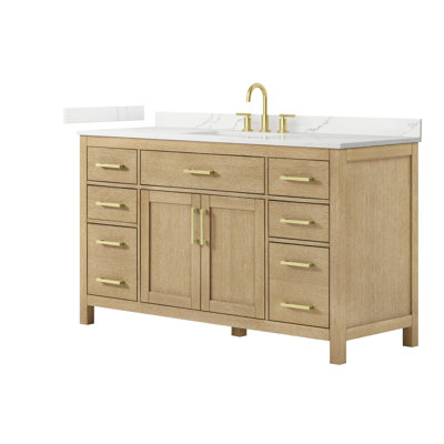 Beckett 60" Freestanding Single Bathroom Vanity with Quartz Top