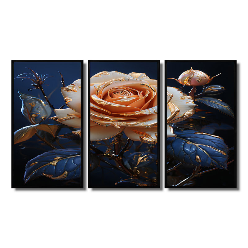 Ensemble de salon Limont - Rose, Cadre flottant noir, H 28 po x l 36 po x P 1 po