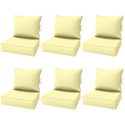 6.5″ Outdoor Replacement Cushion Set, Deep Seating Seat / Back Cushion Set，24″W x 24″ D, Set of 6
