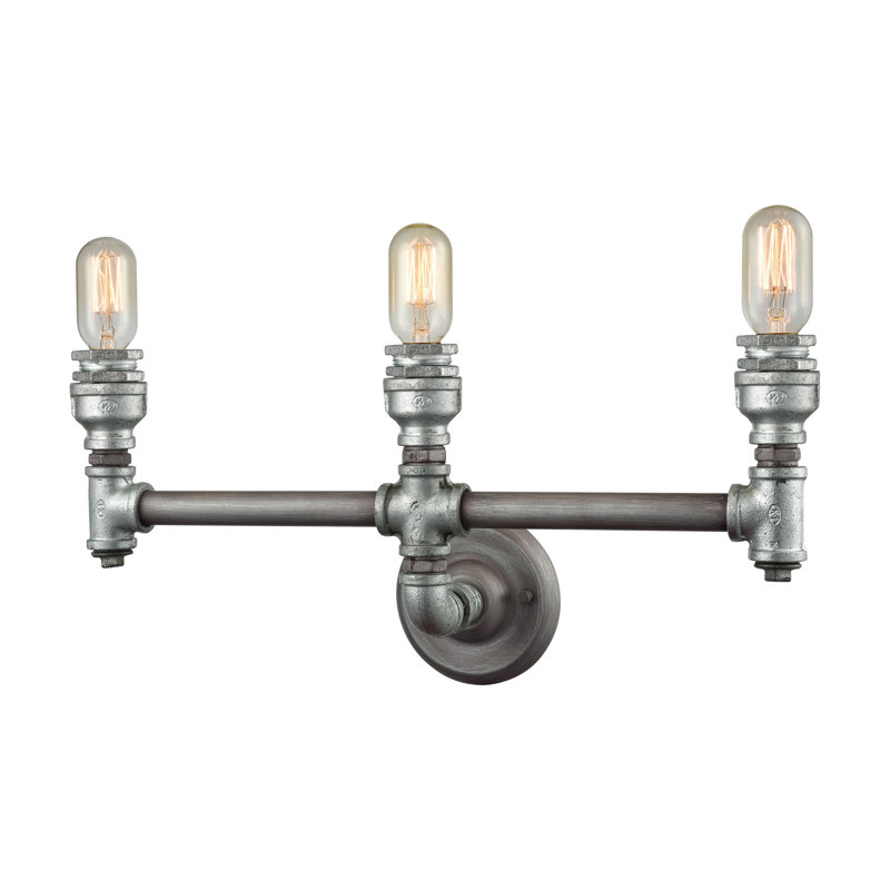 Éclairage pour meuble-lavabo à 3 lumières en fonte de 22 po de large - zinc patiné, H 10 po x l 22 po x P 6 po