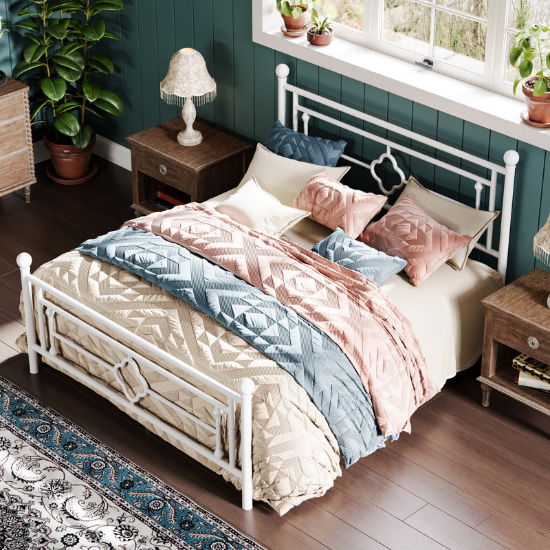 Erberto Platform Bed, White, Full / Double