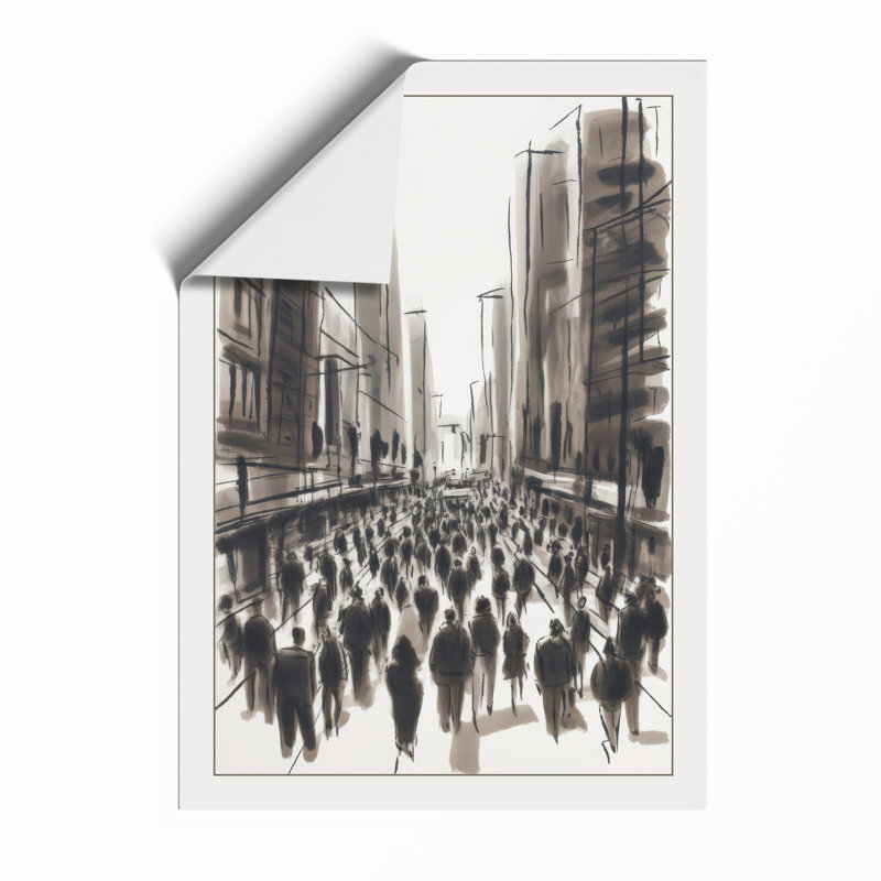 City Crowds Modern - Framed Print, A4 - 29.7 x 21.0 cm, Unframed
