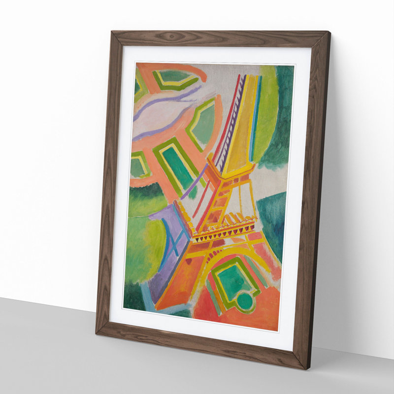 Eiffel Tower by Robert Delaunay - Picture Frame Graphic Art, 36cm H x 27cm W x 2cm D, Walnut