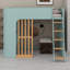 Lit mezzanine en bois avec échelle robuste et tablettes de rangement multicouches-133471537-133471538
