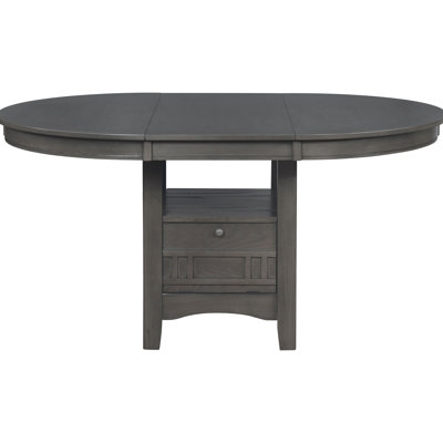 Table de salle à manger ovale gris moyen avec rangement intégré et rallonge, 42,27 po de long, 97,5 lb, pour rangement à 4 pièces, 30,5 po de hauteur