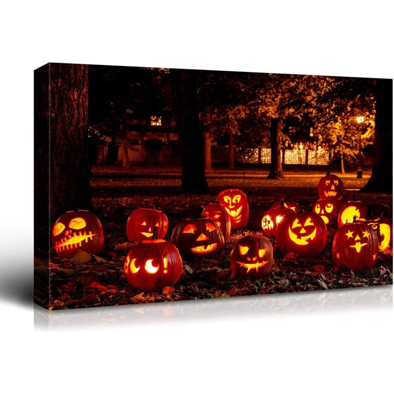 «Halloween Jack-O-Lanterns» impression sur toile, H 24 po x l 36 po x P 1,5 po