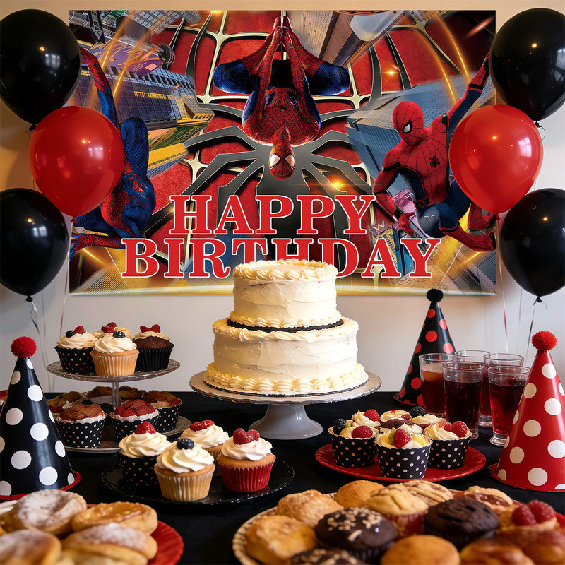 70,8 po x 43,3 po fond Spiderman, toile de fond d'anniversaire Spiderman pour décorations d'anniversaire Spiderman