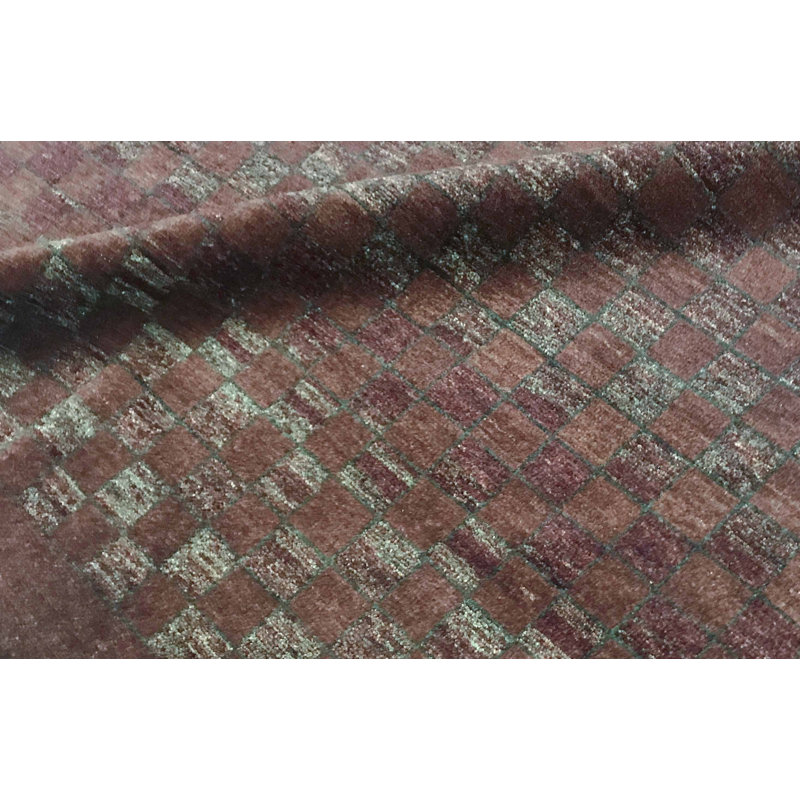 Hand-Knotted High-Quality Burgundy and Brown Area Rug