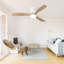 Ventilateur de plafond décoratif 52 pouces avec lumière DEL à intensité variable, télécommande 6 vitesses, 3 pales en bois massif, moteur à courant continu réversible pour le salon-2134881117-2134881118