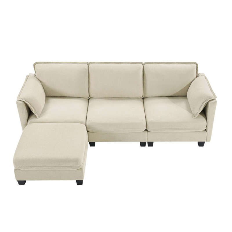 L-Shaped Modular Sofa with Detachable Storage Armrest