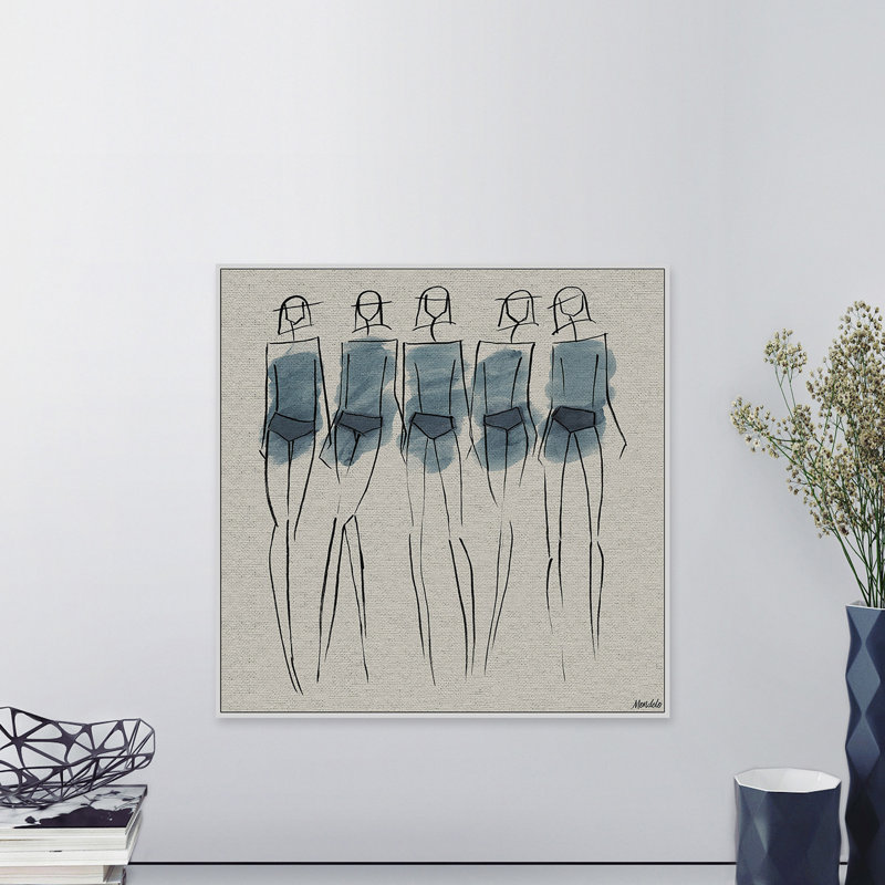 Shaded Blue II - Painting on Canvas, Floater Frame, 122cm H x 122cm W 