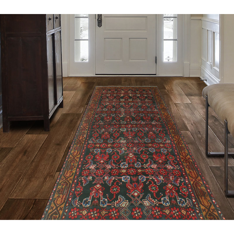 Kazzandra One-of-a-Kind 3'9" x 9'4" 1980s Runner Wool Area Rug in Beige and Black