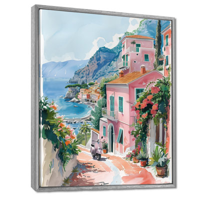 Pink Coastal Village Italy III - Italy Wall Art Print