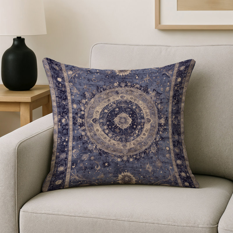 Coussin décoratif intérieur / extérieur gris Modern Modern, Carré 16 po, Mauve / beige oriental 3