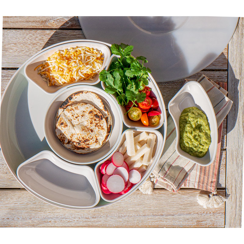 8pc Divided Server with Lazy Susan and Lid.  PolyPropylene