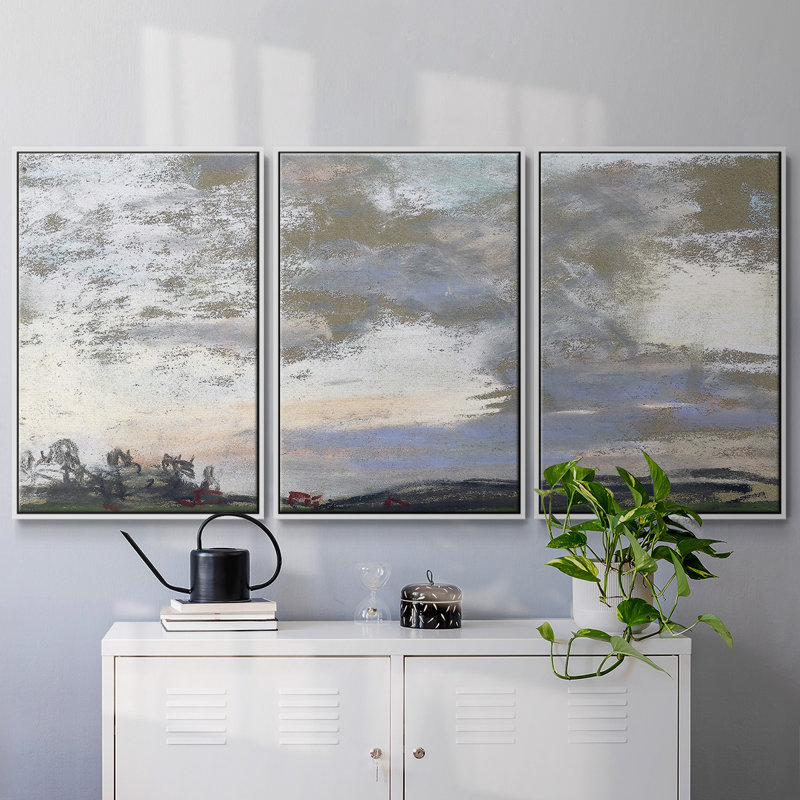 Paysage 01, reproduction sur toile 3 pièces, Blanc, H 24 po x l 48 po x P 2 po