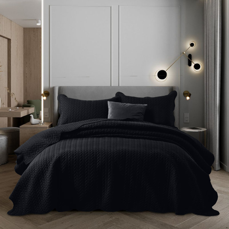 Ensemble de couvre-lit matelassé en microfibre moderne et contemporaine, Couvre-lit double / grand + 2 taies d'oreiller sta