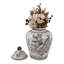 Pot décoratif de style chinoiserie pour la maison - pot de table moderne pour la salle à manger - pot ou vase polyvalent pour le salon - 12 po, blanc et brun