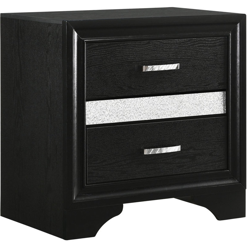 Chambre à coucher 2 - Table de chevet noire - Moderne et avec finition de plateau caché pour la décoration