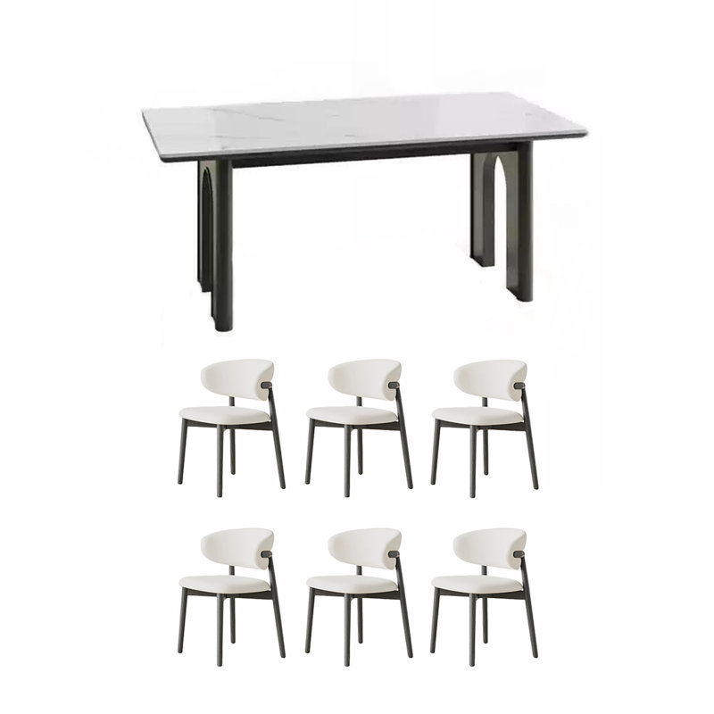 Explosion-Proof Rock Board Dining Table Set, 29.52"H x 62.99"L x 31.49"W