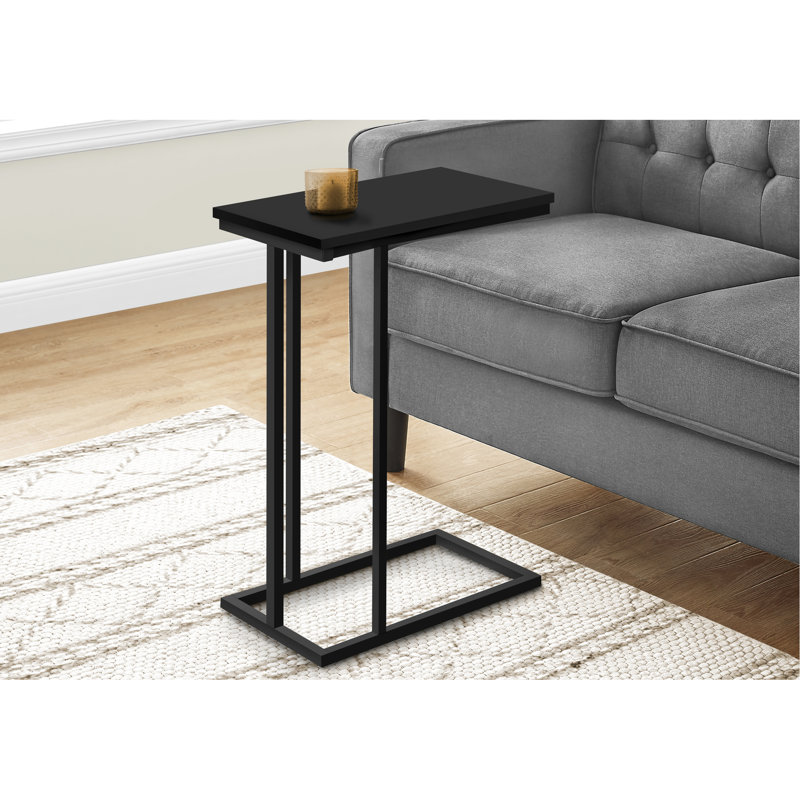 Table d'appoint contemporaine avec surface noire pour le salon, base en métal dans la chambre à coucher