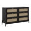 Commode 6 tiroirs en rotin, commode double en bois noir Boho, armoire de rangement pour commode