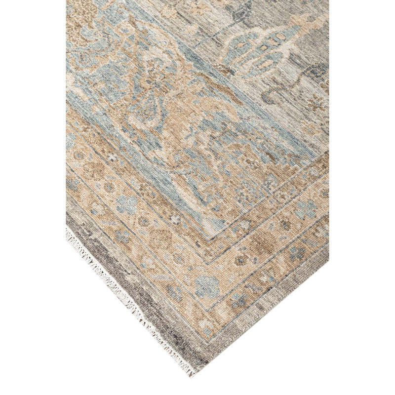 Hand Knotted Wool Oriental Area Rug in Blue/Gray/Brown, Rectangle 12' x 15'