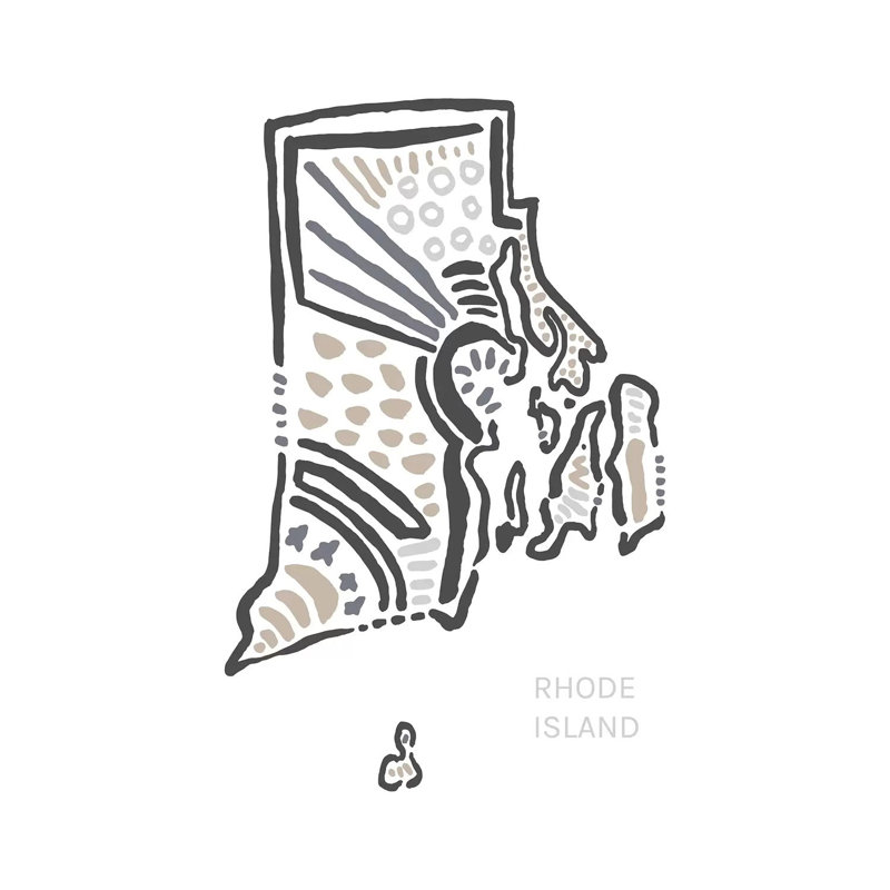 «Rhode Island» par déclaration Goods - reproduction de dessin sur toile tendue, H 12 po x l 8 po x P 0,75 po