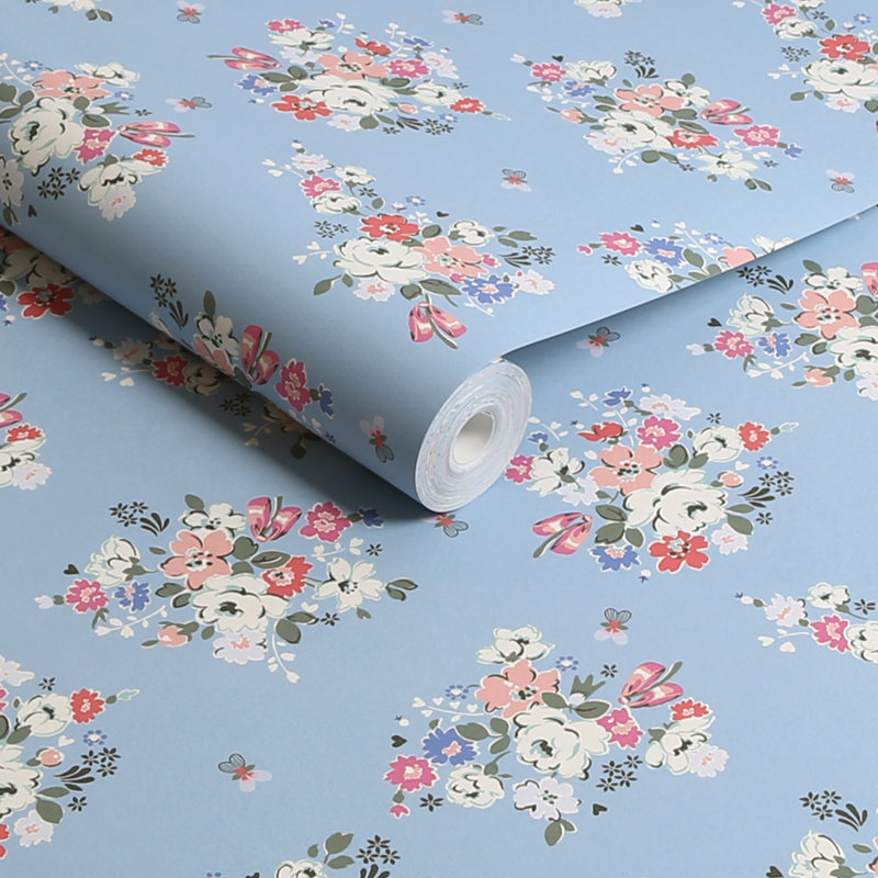 Cath Kidston Clifton Floral Wallpaper, Blue