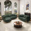 Canapé Chesterfield modulaire avec coussins capitonnés en similicuir vert pour salon, appartement-132951270