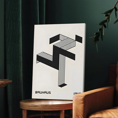 1 pièce, art mural, affiches encadrées, Bauhaus 1919, abstrait géométrique, art mural sur toile, moderne, noir et blanc, décor minimaliste pour le salon, la chambre, le bureau, l'œuvre d'art contemporain, la décoration intérieure
