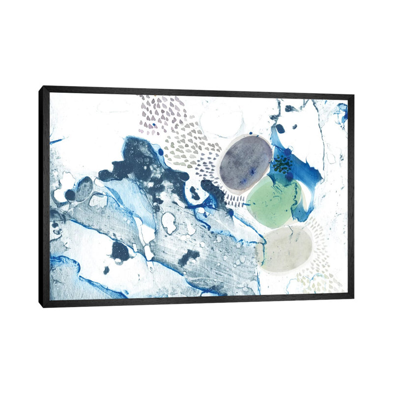 Blue Marble by Sara Franklin - Painting on Canvas, 152.5 cm H x 101.5 cm W, Black Floater Framed